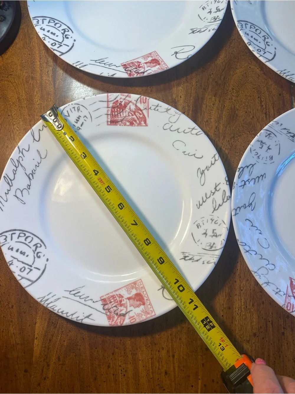 Corelle Sincerely Yours Postage Stamp 10 3/4”Dinner Plates - Set of 4
